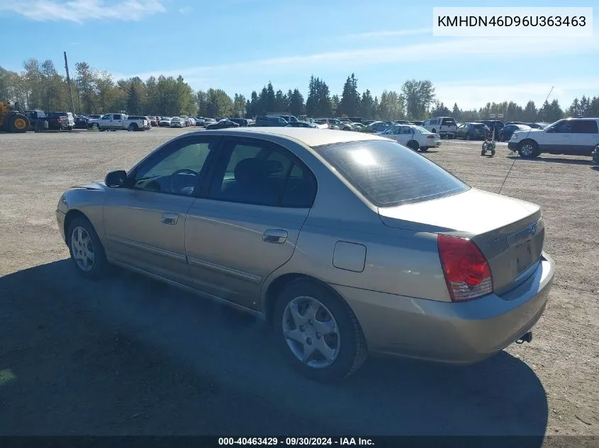 2006 Hyundai Elantra Gls/Limited VIN: KMHDN46D96U363463 Lot: 40463429