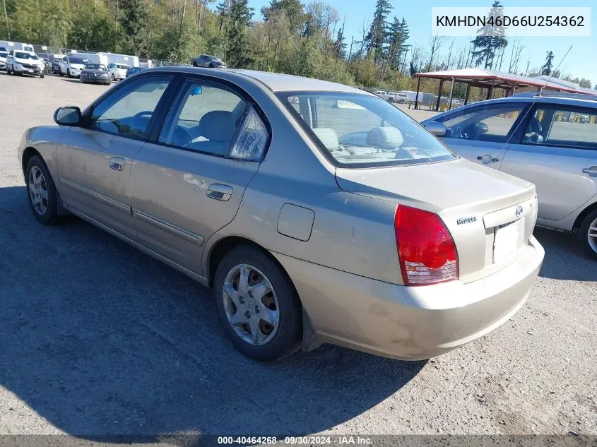 2006 Hyundai Elantra Gls/Limited VIN: KMHDN46D66U254362 Lot: 40464268