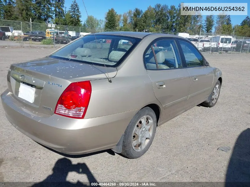 2006 Hyundai Elantra Gls/Limited VIN: KMHDN46D66U254362 Lot: 40464268