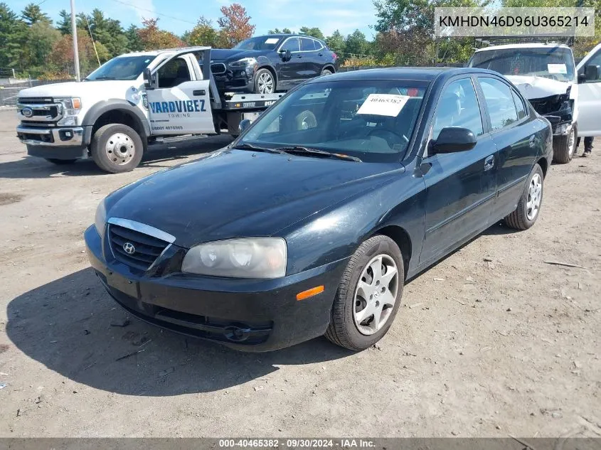 2006 Hyundai Elantra Gls/Limited VIN: KMHDN46D96U365214 Lot: 40465382