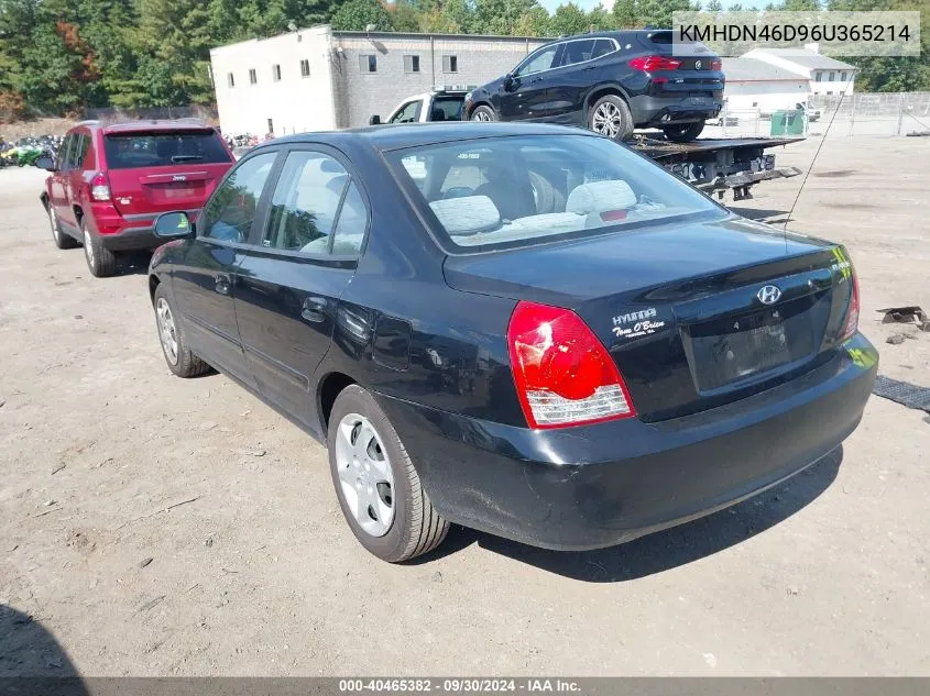 2006 Hyundai Elantra Gls/Limited VIN: KMHDN46D96U365214 Lot: 40465382