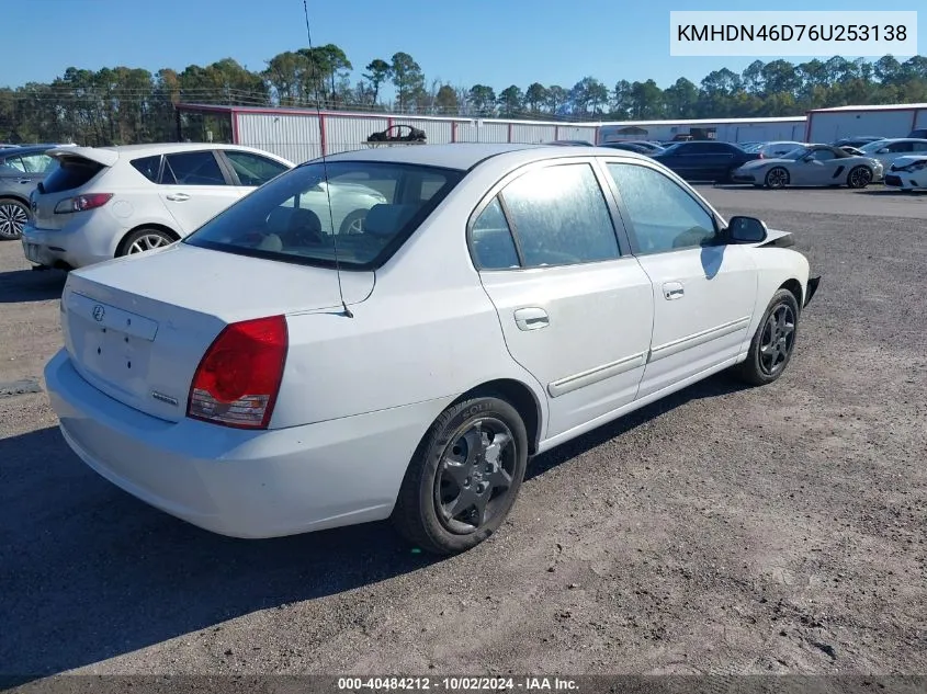 2006 Hyundai Elantra Gls/Limited VIN: KMHDN46D76U253138 Lot: 40484212