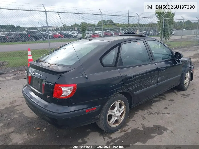 2006 Hyundai Elantra Gls/Gt VIN: KMHDN56D26U197390 Lot: 40486643