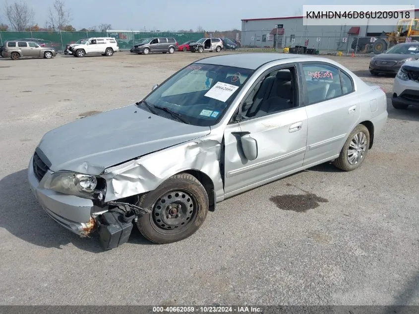 2006 Hyundai Elantra Gls/Limited VIN: KMHDN46D86U209018 Lot: 40662059