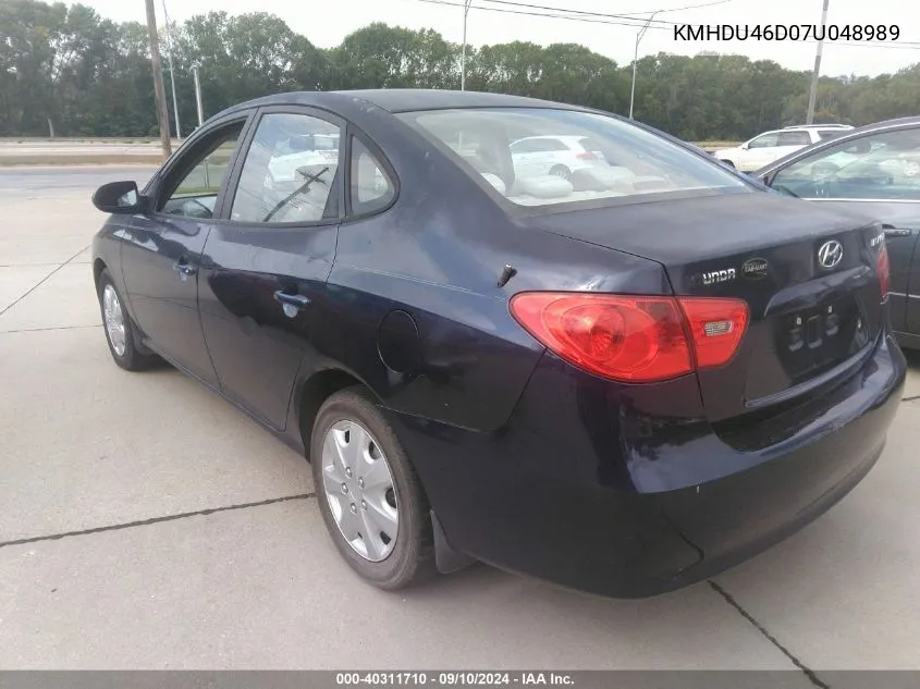 2007 Hyundai Elantra VIN: KMHDU46D07U048989 Lot: 40311710