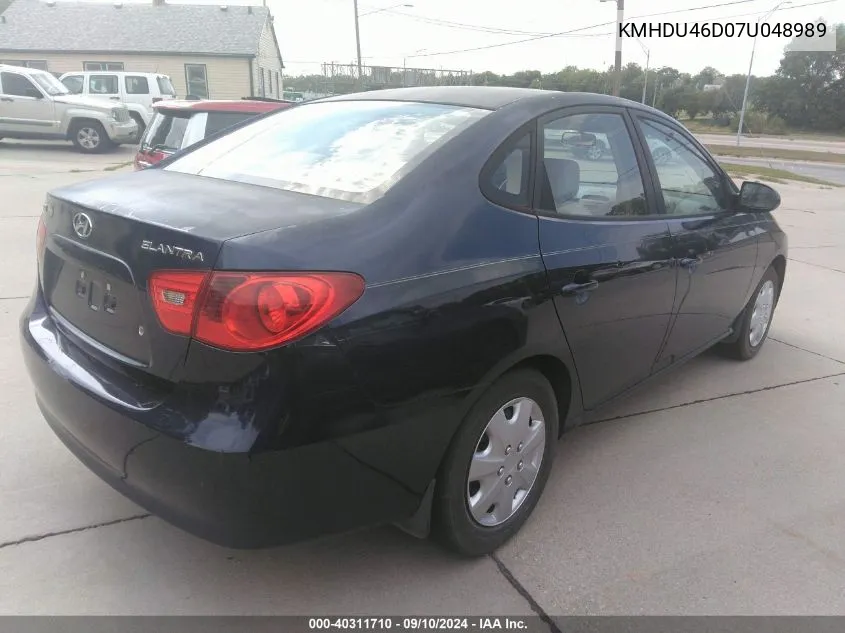 2007 Hyundai Elantra VIN: KMHDU46D07U048989 Lot: 40311710