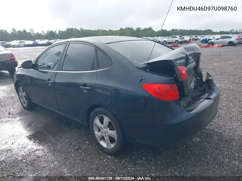 KMHDU46D97U098760 2007 Hyundai Elantra Gls/Se/Limited