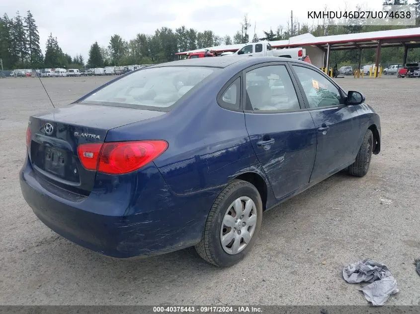 KMHDU46D27U074638 2007 Hyundai Elantra Gls/Limited/Se