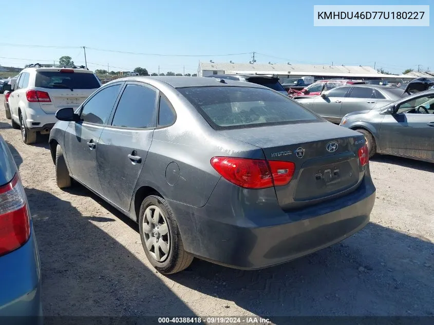 2007 Hyundai Elantra Gls/Limited/Se VIN: KMHDU46D77U180227 Lot: 40388418