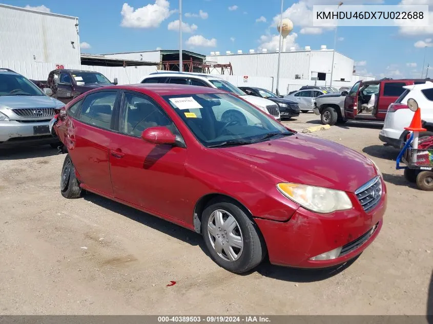 2007 Hyundai Elantra Gls/Limited/Se VIN: KMHDU46DX7U022688 Lot: 40389503