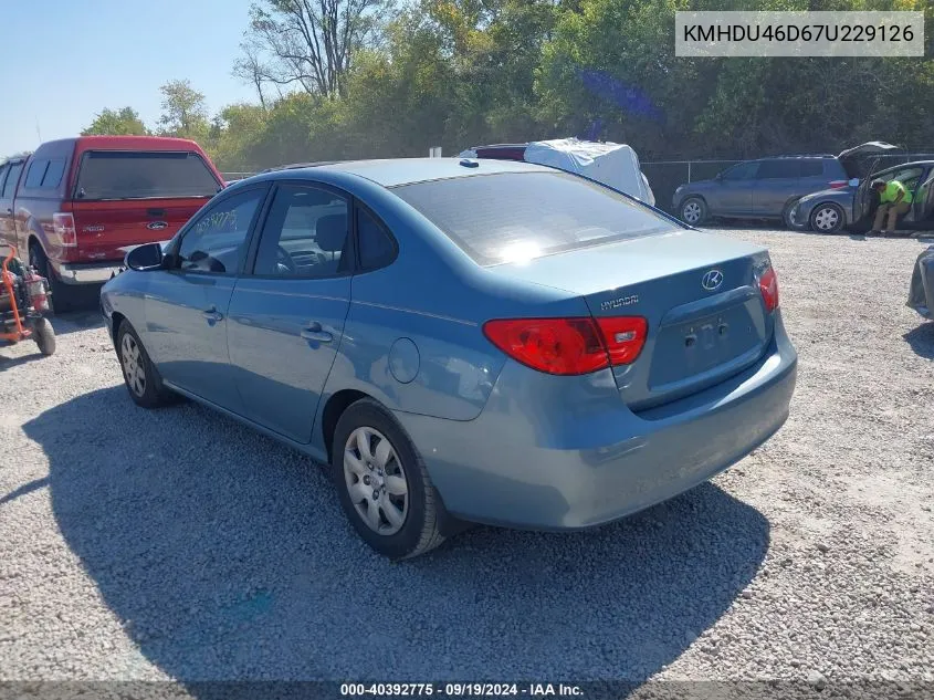 KMHDU46D67U229126 2007 Hyundai Elantra Gls/Limited/Se