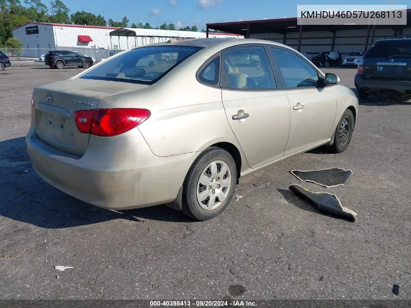 2007 Hyundai Elantra Gls/Limited/Se VIN: KMHDU46D57U268113 Lot: 40398413