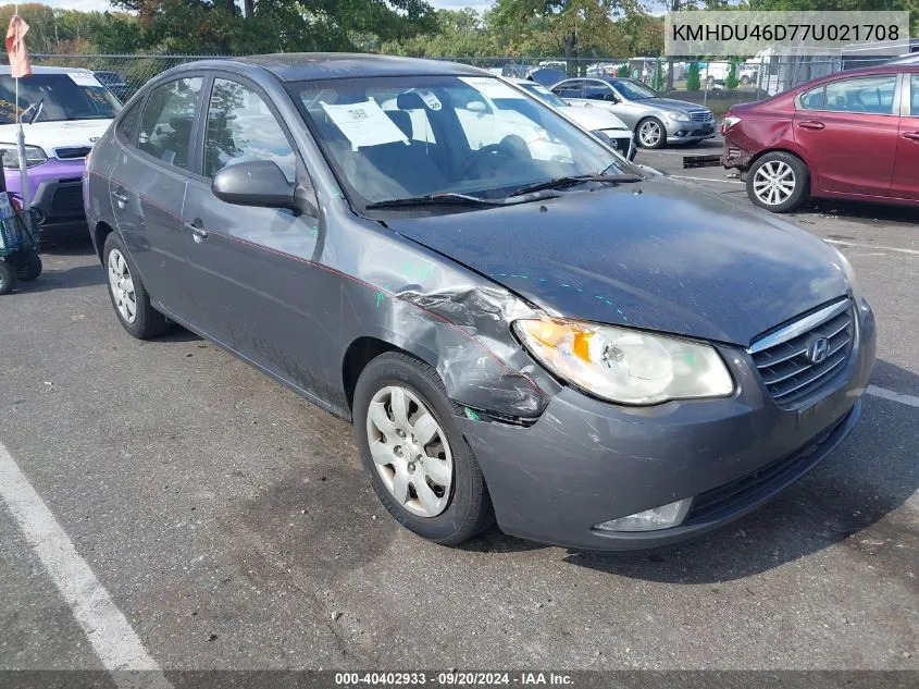 2007 Hyundai Elantra Gls/Limited/Se VIN: KMHDU46D77U021708 Lot: 40402933