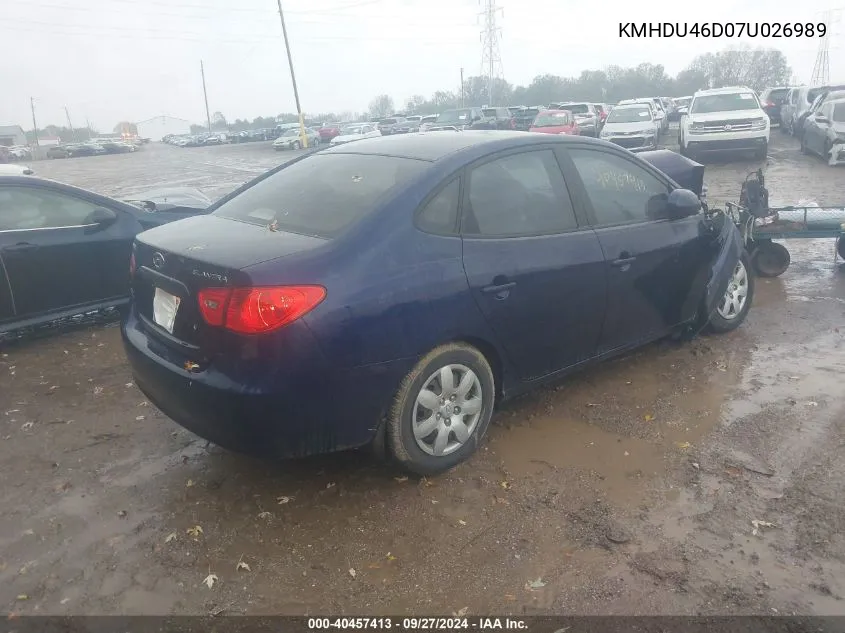 2007 Hyundai Elantra Gls/Limited/Se VIN: KMHDU46D07U026989 Lot: 40457413