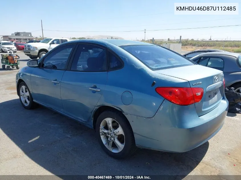 2007 Hyundai Elantra Gls/Se/Limited VIN: KMHDU46D87U112485 Lot: 40467469