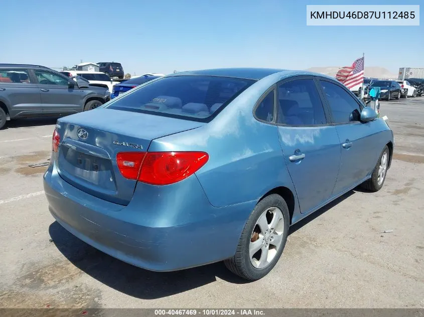 2007 Hyundai Elantra Gls/Se/Limited VIN: KMHDU46D87U112485 Lot: 40467469