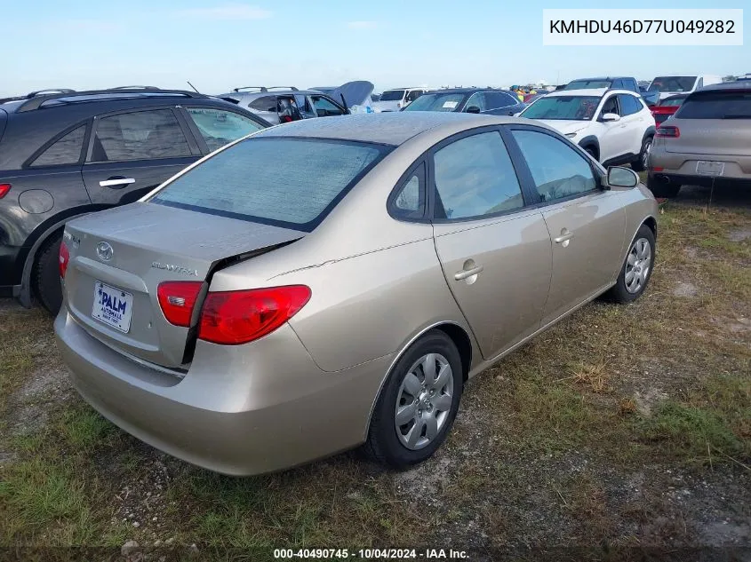 2007 Hyundai Elantra Gls/Limited/Se VIN: KMHDU46D77U049282 Lot: 40490745