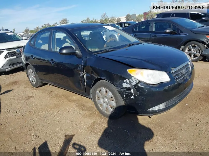 2007 Hyundai Elantra Gls/Limited/Se VIN: KMHDU46D07U153998 Lot: 40657180