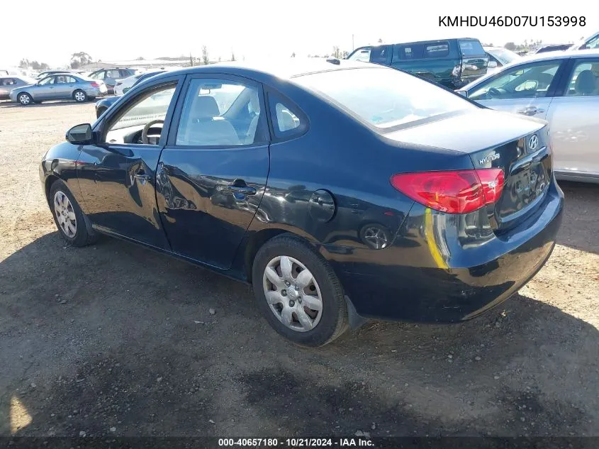 KMHDU46D07U153998 2007 Hyundai Elantra Gls/Limited/Se