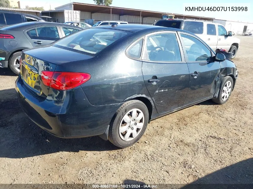 KMHDU46D07U153998 2007 Hyundai Elantra Gls/Limited/Se