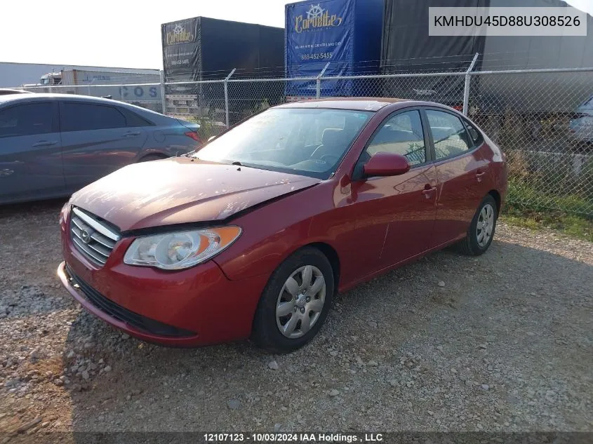 2008 Hyundai Elantra Gl/Gls VIN: KMHDU45D88U308526 Lot: 12107123