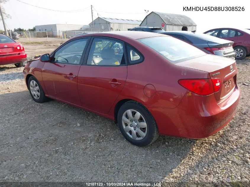 2008 Hyundai Elantra Gl/Gls VIN: KMHDU45D88U308526 Lot: 12107123