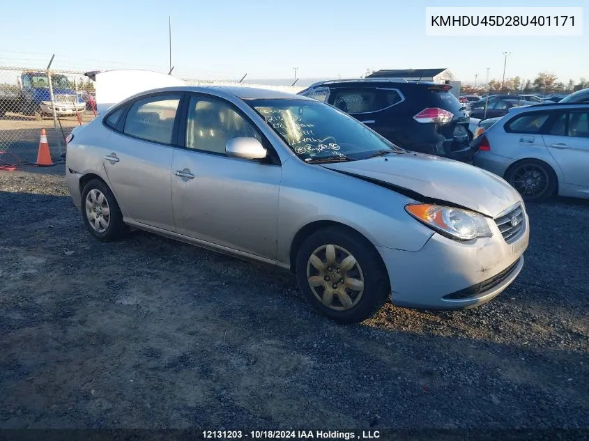 2008 Hyundai Elantra VIN: KMHDU45D28U401171 Lot: 12131203