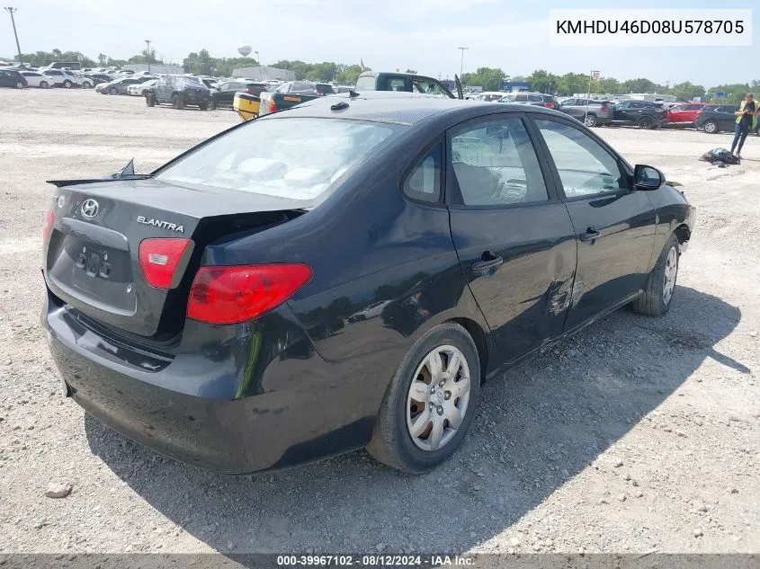 2008 Hyundai Elantra Gls/Se VIN: KMHDU46D08U578705 Lot: 39967102