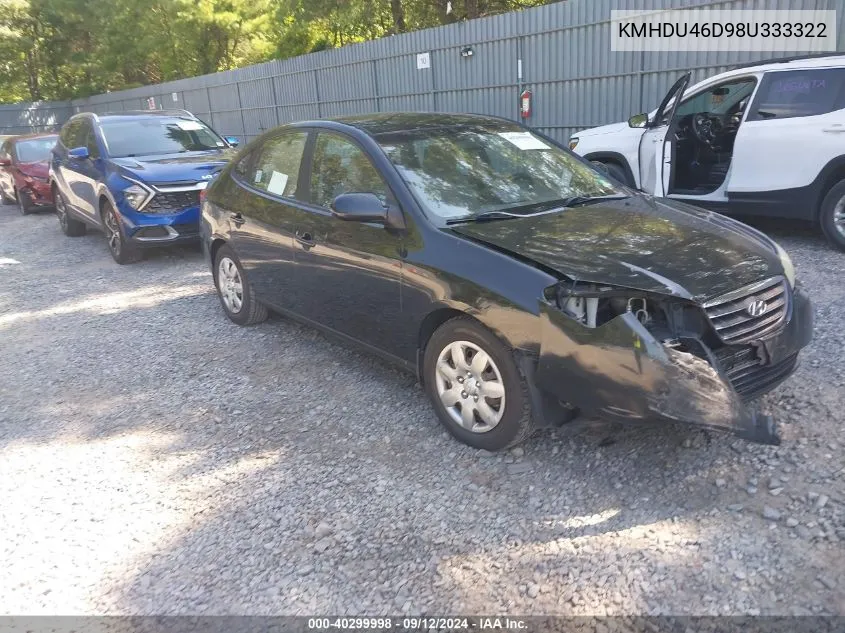 KMHDU46D98U333322 2008 Hyundai Elantra Gls/Se