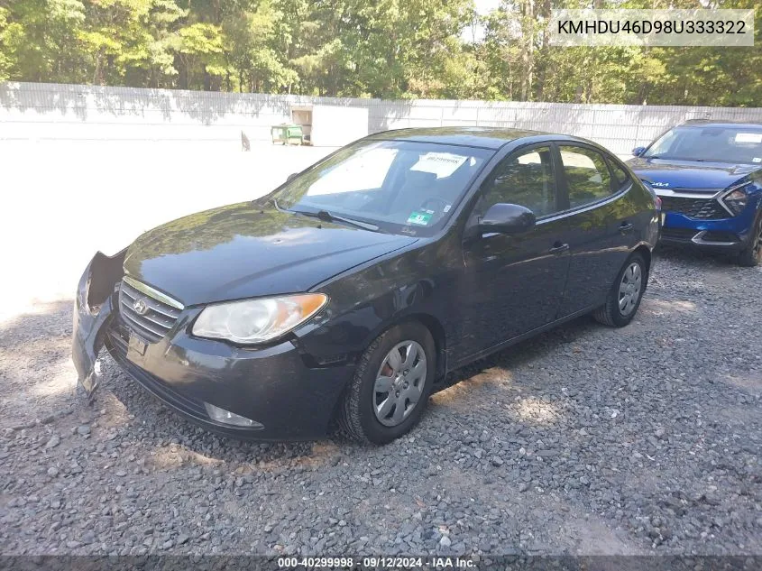 KMHDU46D98U333322 2008 Hyundai Elantra Gls/Se