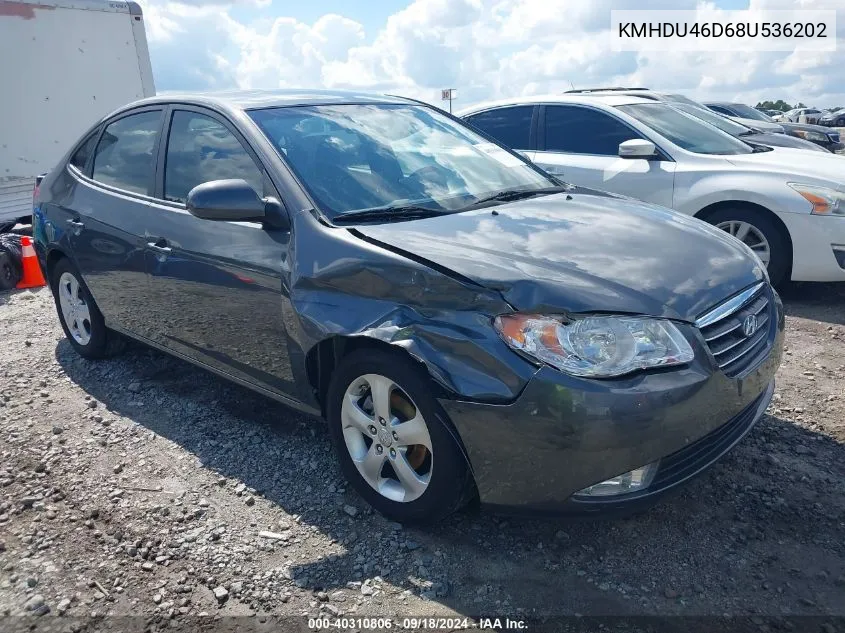 2008 Hyundai Elantra Gls/Se VIN: KMHDU46D68U536202 Lot: 40310806