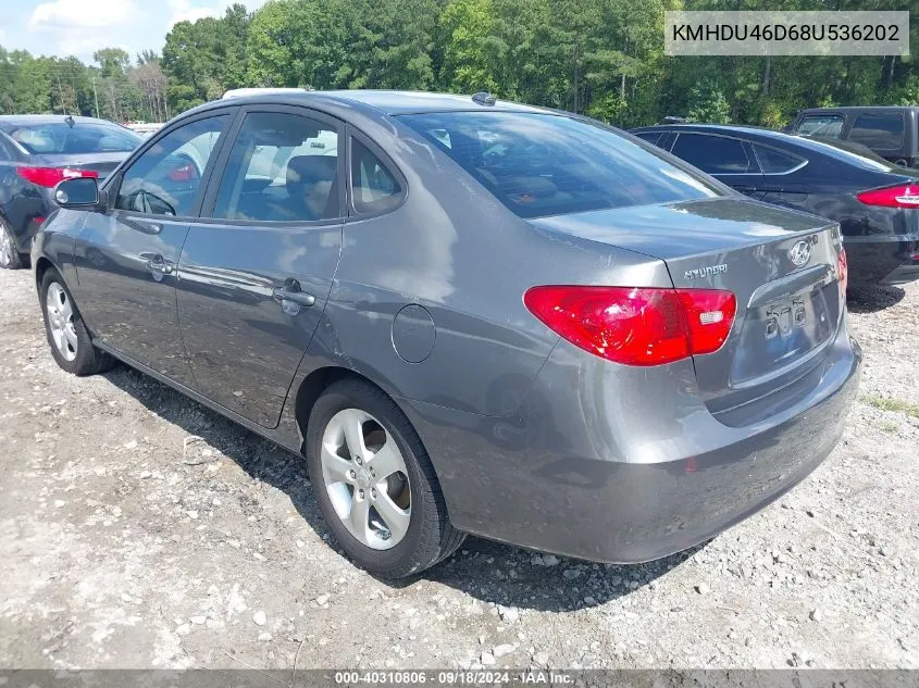 2008 Hyundai Elantra Gls/Se VIN: KMHDU46D68U536202 Lot: 40310806