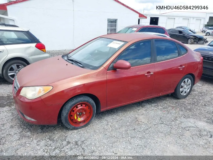 2008 Hyundai Elantra Gls/Se/Limited VIN: KMHDU46D584299346 Lot: 40336002