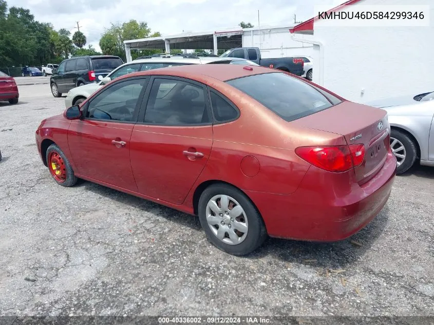 2008 Hyundai Elantra Gls/Se/Limited VIN: KMHDU46D584299346 Lot: 40336002