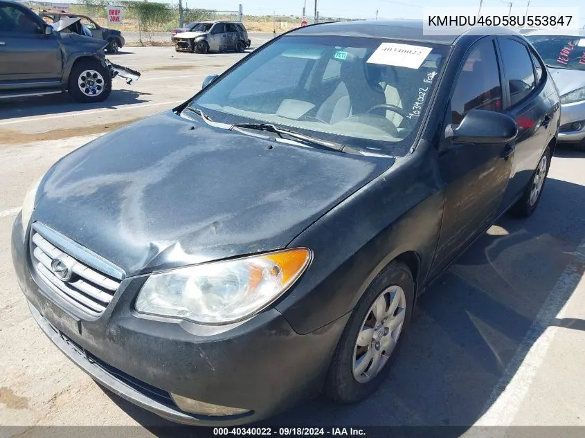 2008 Hyundai Elantra Gls/Se VIN: KMHDU46D58U553847 Lot: 40340022