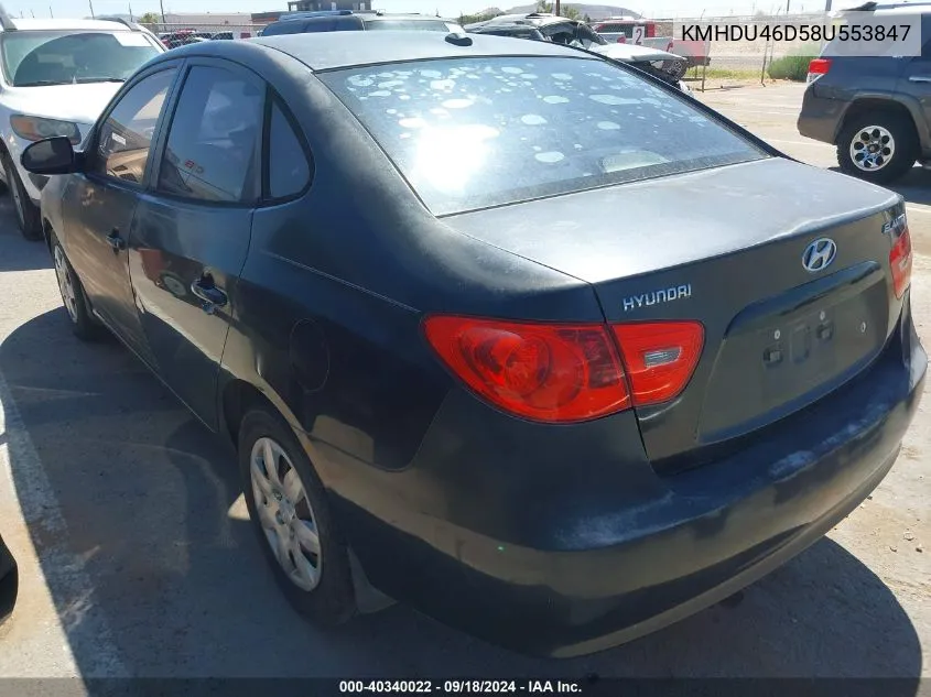 2008 Hyundai Elantra Gls/Se VIN: KMHDU46D58U553847 Lot: 40340022