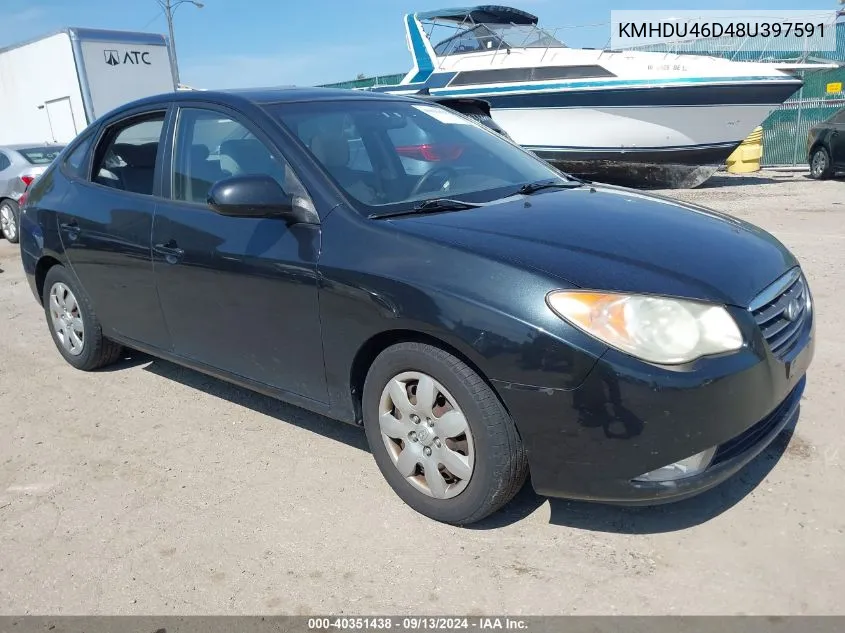 KMHDU46D48U397591 2008 Hyundai Elantra Gls/Se