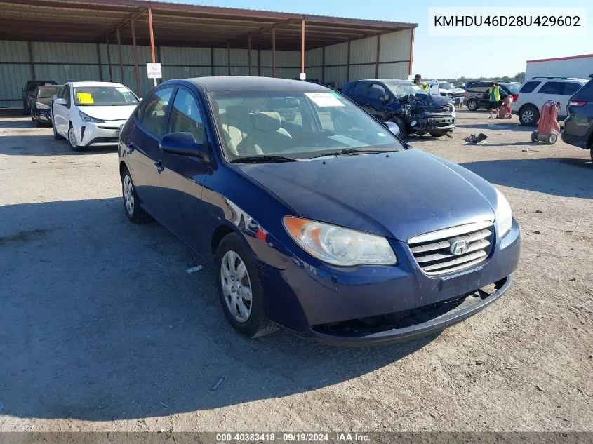 2008 Hyundai Elantra Gls/Se VIN: KMHDU46D28U429602 Lot: 40383418