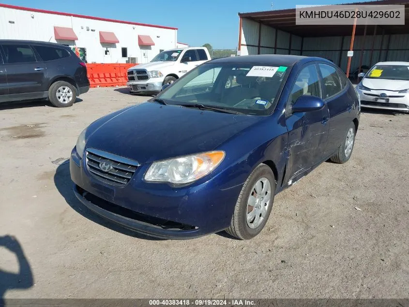 KMHDU46D28U429602 2008 Hyundai Elantra Gls/Se