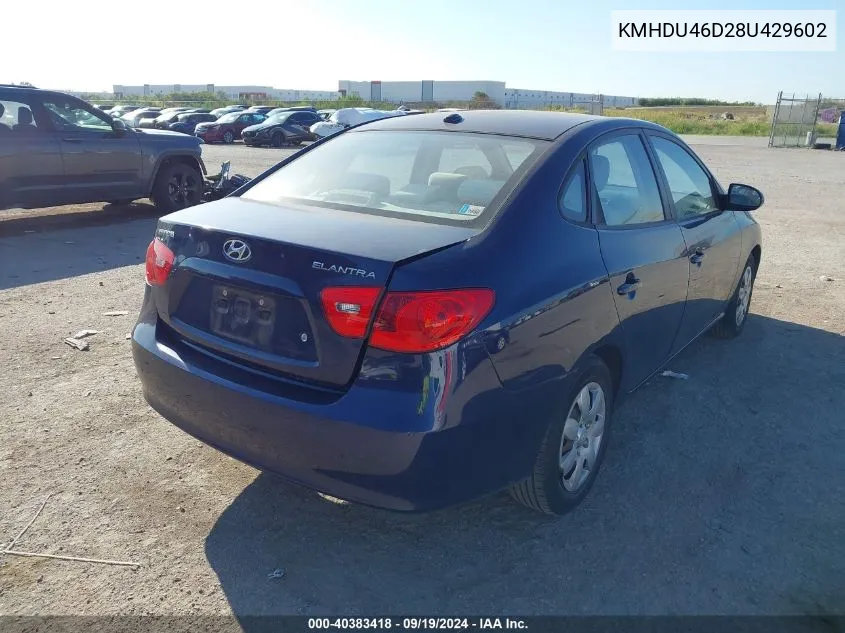 KMHDU46D28U429602 2008 Hyundai Elantra Gls/Se