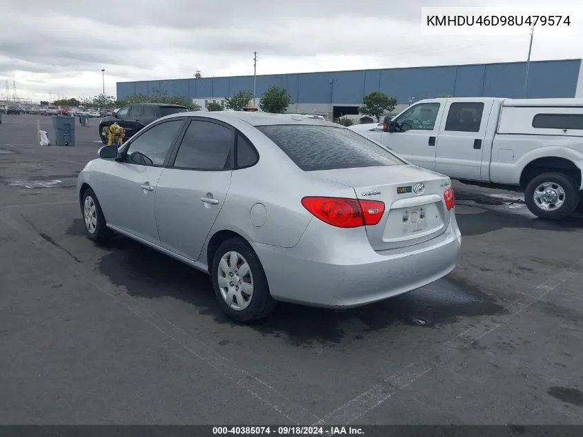 KMHDU46D98U479574 2008 Hyundai Elantra Gls/Se