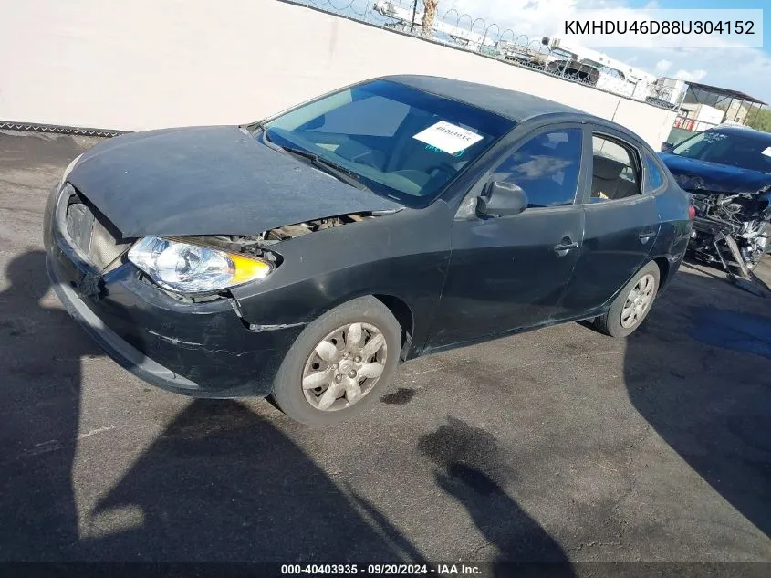 2008 Hyundai Elantra Gls/Se VIN: KMHDU46D88U304152 Lot: 40403935