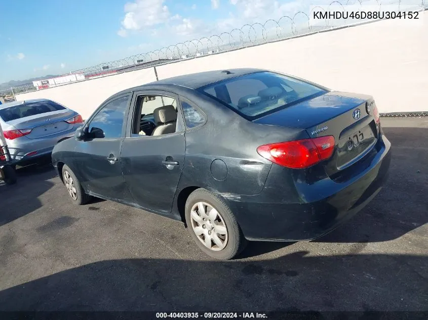 2008 Hyundai Elantra Gls/Se VIN: KMHDU46D88U304152 Lot: 40403935