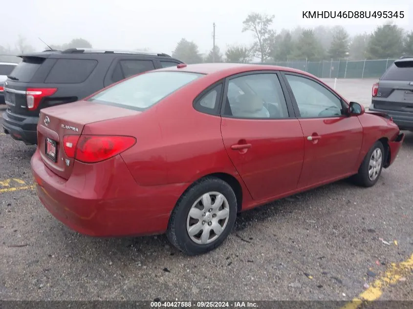 KMHDU46D88U495345 2008 Hyundai Elantra Gls/Se