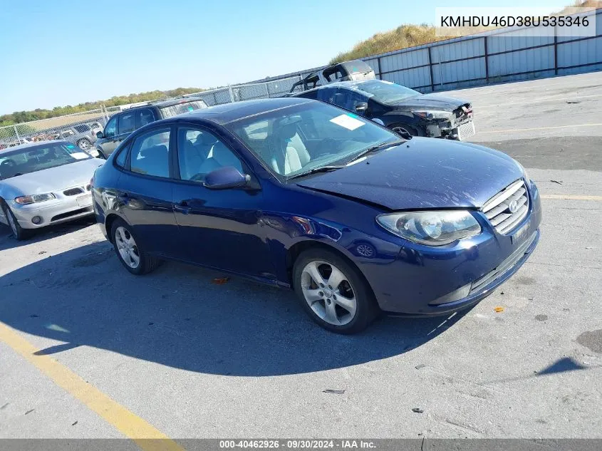 2008 Hyundai Elantra Gls/Se/Limited VIN: KMHDU46D38U535346 Lot: 40462926