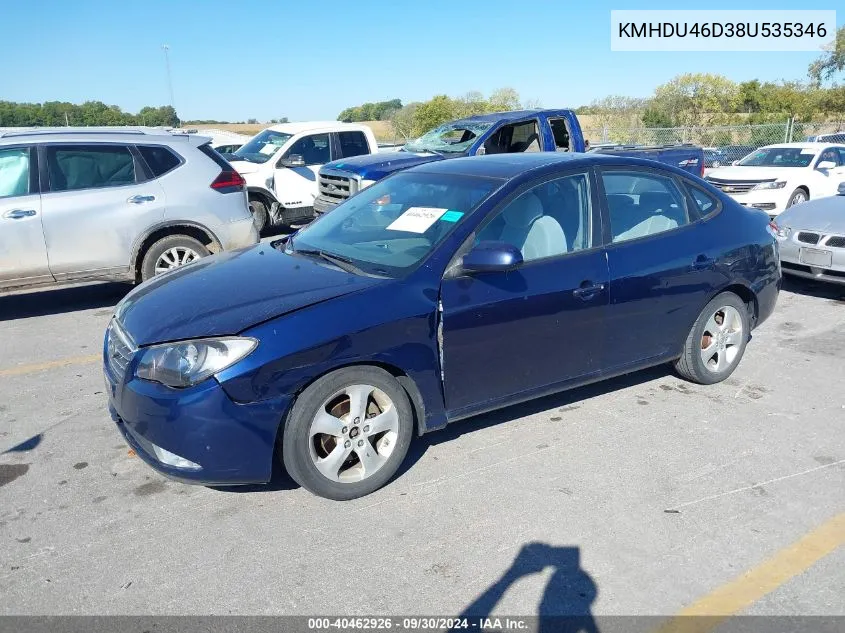 2008 Hyundai Elantra Gls/Se/Limited VIN: KMHDU46D38U535346 Lot: 40462926