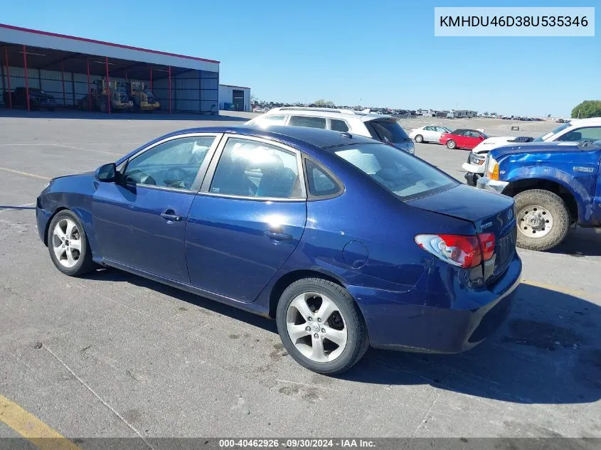 2008 Hyundai Elantra Gls/Se/Limited VIN: KMHDU46D38U535346 Lot: 40462926