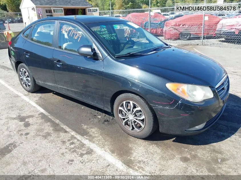 2008 Hyundai Elantra Gls/Se VIN: KMHDU46D58U584578 Lot: 40471989