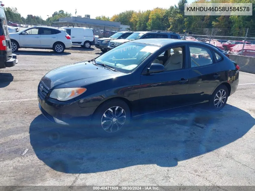 2008 Hyundai Elantra Gls/Se VIN: KMHDU46D58U584578 Lot: 40471989