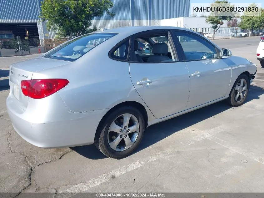 2008 Hyundai Elantra Gls/Se VIN: KMHDU46D38U291830 Lot: 40474005